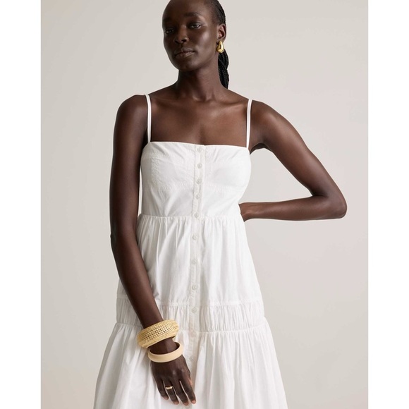 Quince 100% Organic Cotton Poplin Spagetti Strap Maxi Dress in Classic White L - Picture 3 of 16